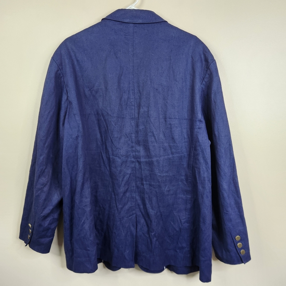 Vince Mens Linen Cotton Blend Navy Blue Double Button Single Vent Blazer XXL - Picture 3 of 9
